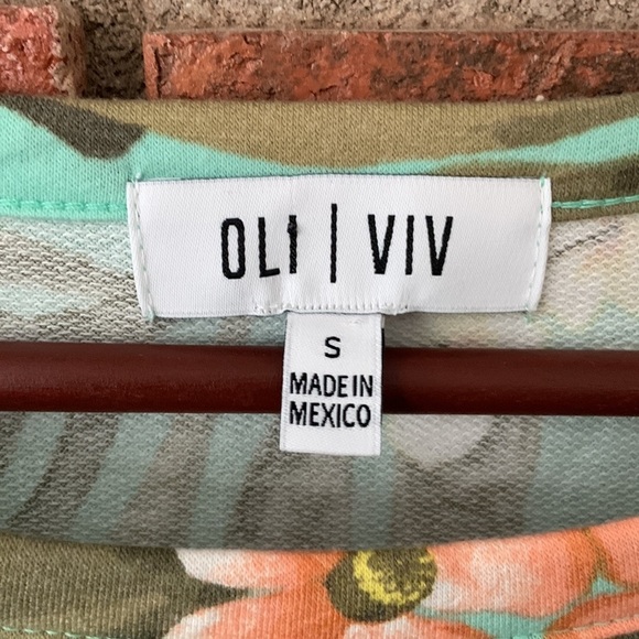 Oli Viv Aqua Green Tropical Floral Lounge Shorts Coordinating Set - Picture 2 of 10